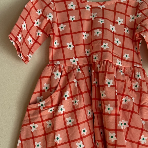 HANNA ANDERSSON - Coral Checkered Floral Toddler Dress - Picture 6 of 7